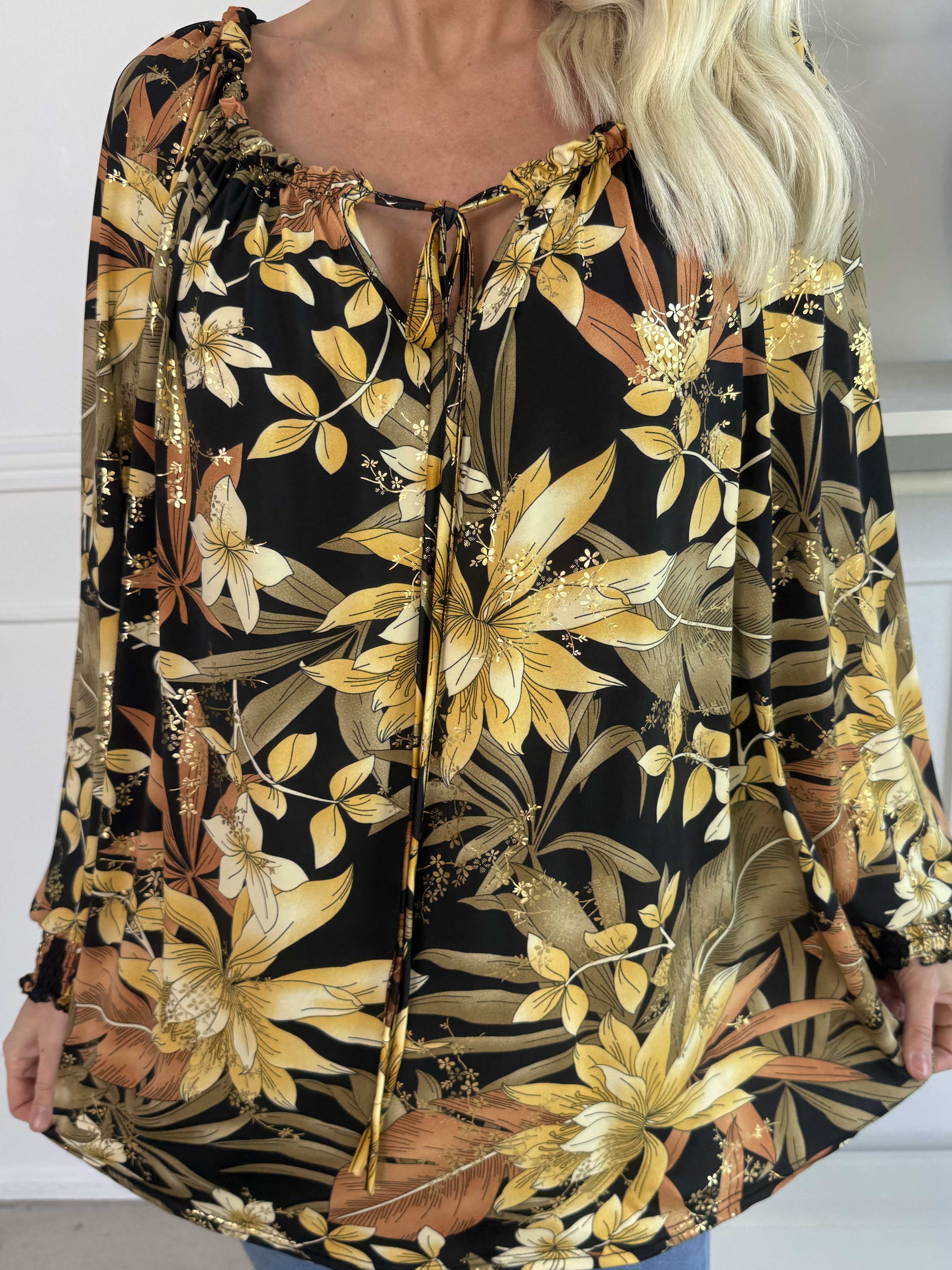 Aziras - Tunika i elastisk stof med elastik i udskæringen